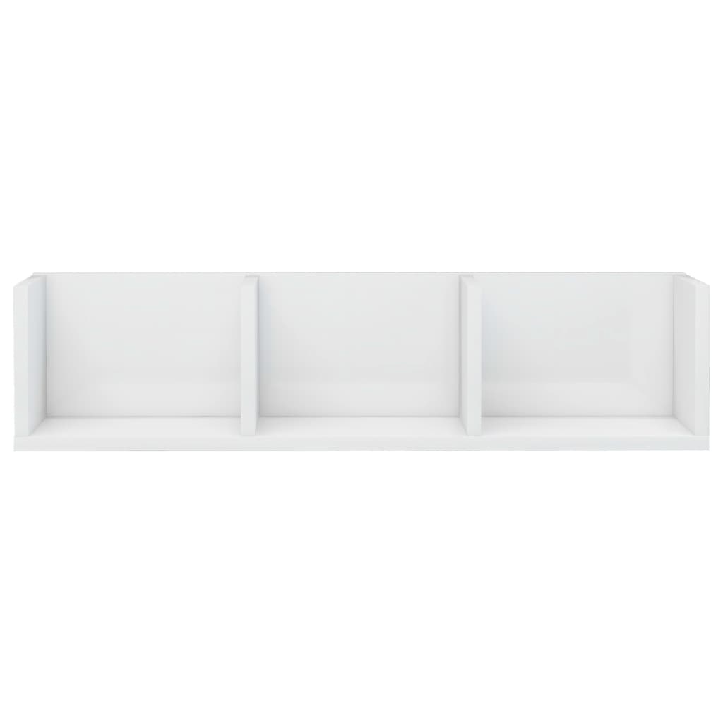 vidaXL CD-seinähylly korkeakiilto valkoinen 75x18x18 cm lastulevy