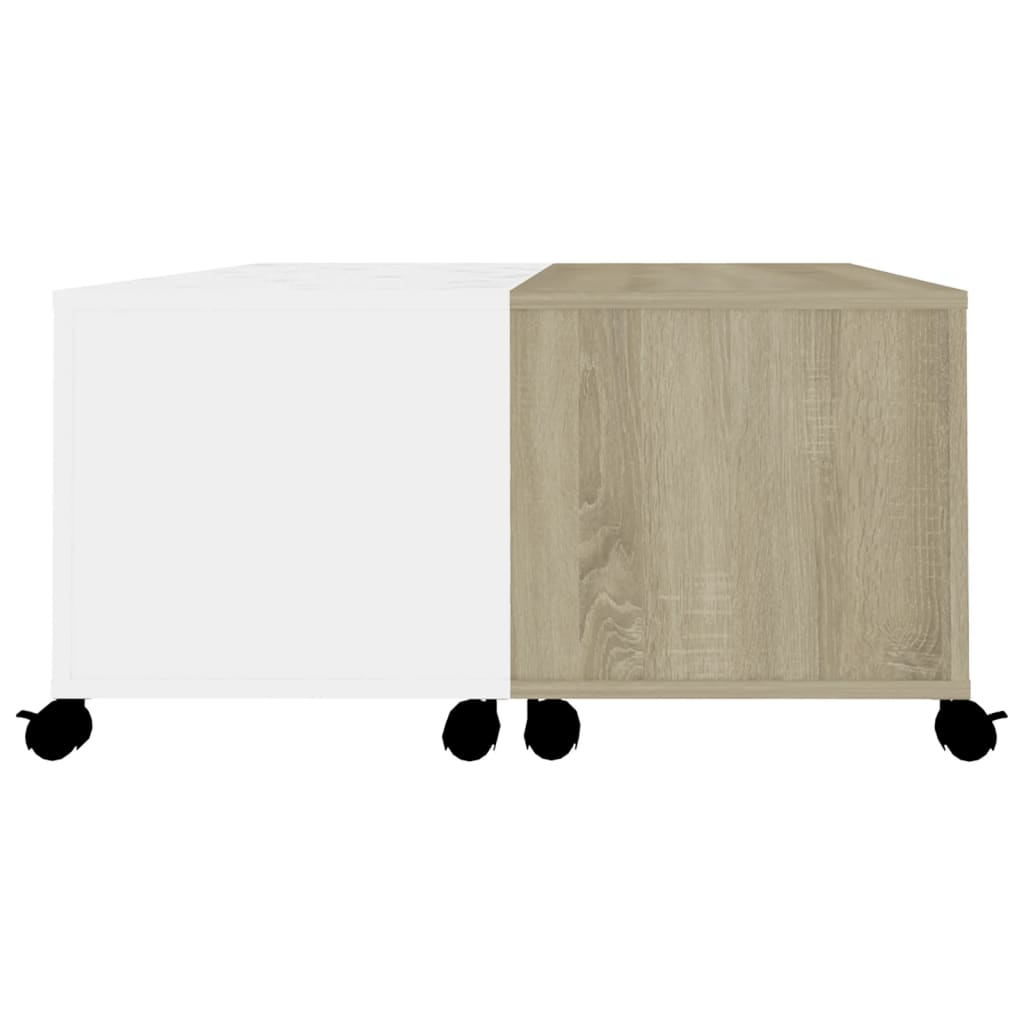vidaXL Sohvapöytä valkoinen ja Sonoma-tammi 75x75x38 cm lastulevy