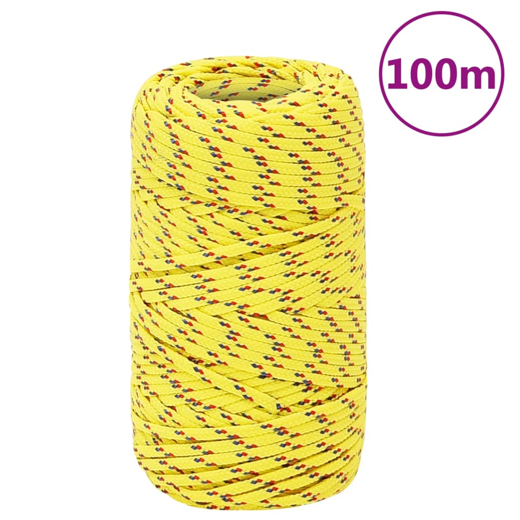 vidaXL Veneköysi keltainen 2 mm 100 m polypropeeni