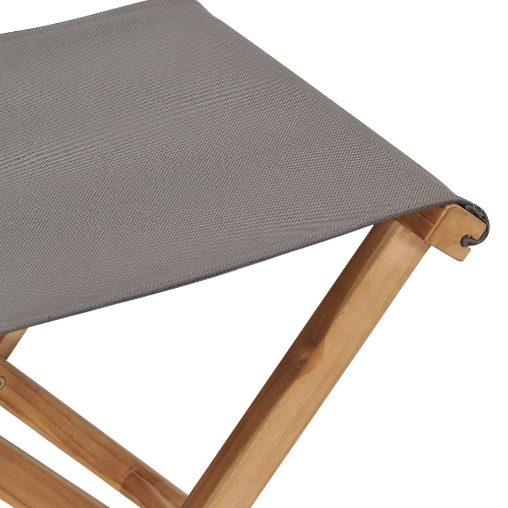 vidaXL Taitettavat tuolit 2 kpl täysi tiikki ja tummanharmaa kangas