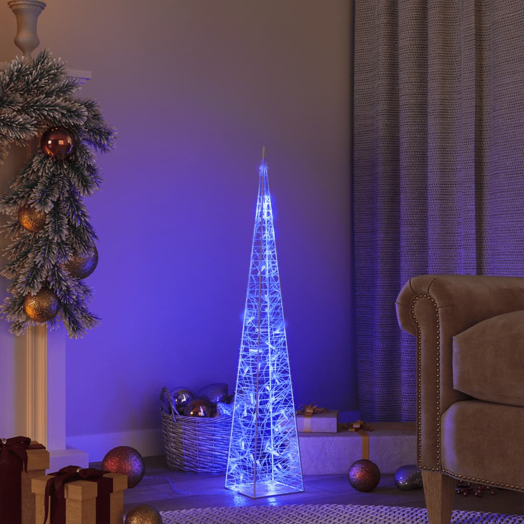 vidaXL LED koristevalokartio sininen akryyli 90 cm