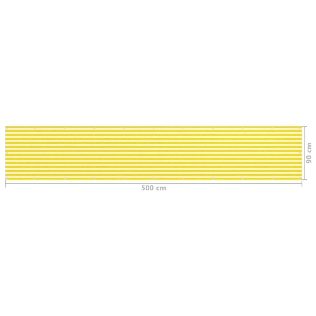 vidaXL Parvekkeen suoja keltainen ja valkoinen 90x500 cm HDPE