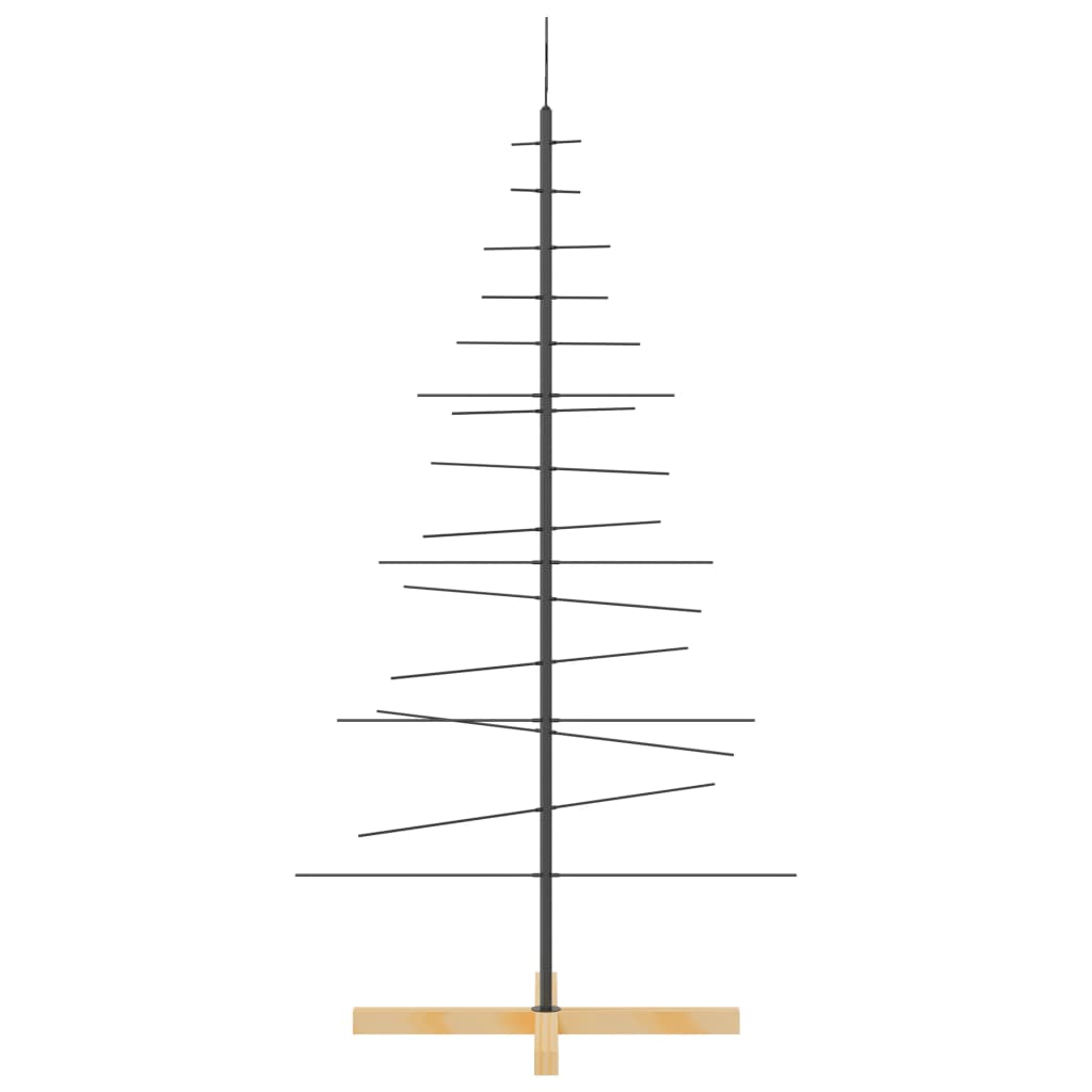 vidaXL Metallinen joulukuusi puujalustalla musta 150 cm