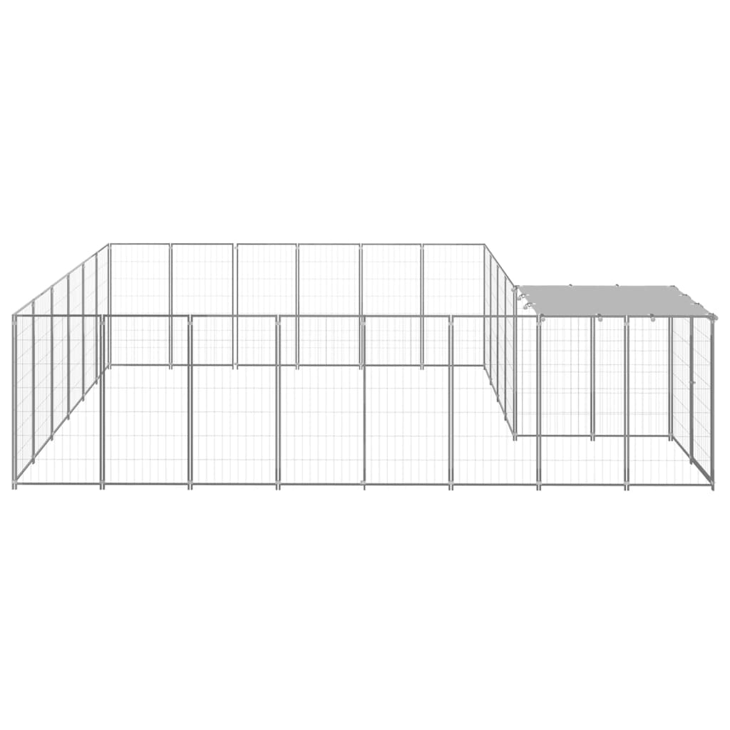 vidaXL Koiranhäkki hopea 12,1 m² teräs