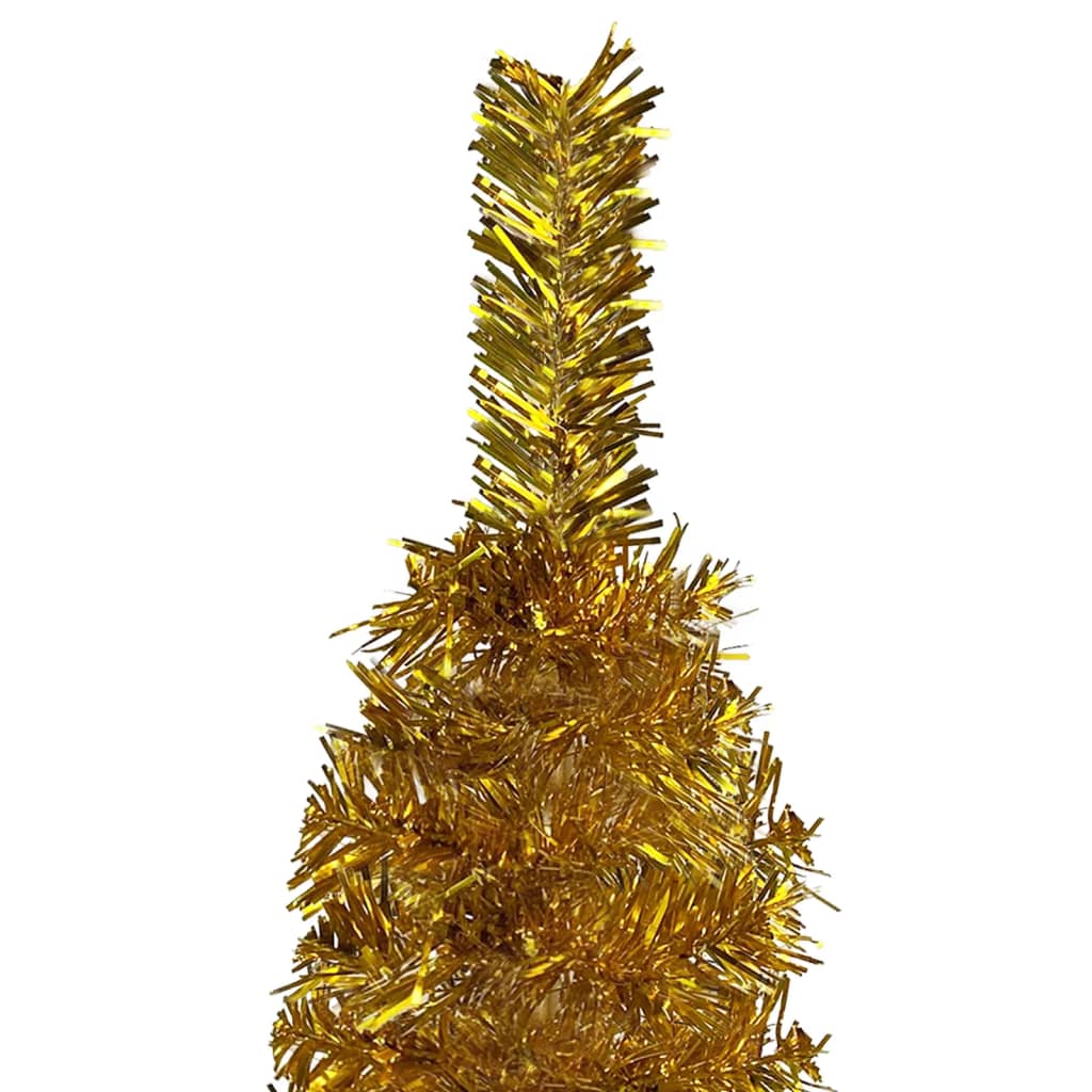 vidaXL Kapea tekojoulukuusi palloilla esivalaistu kulta 150 cm