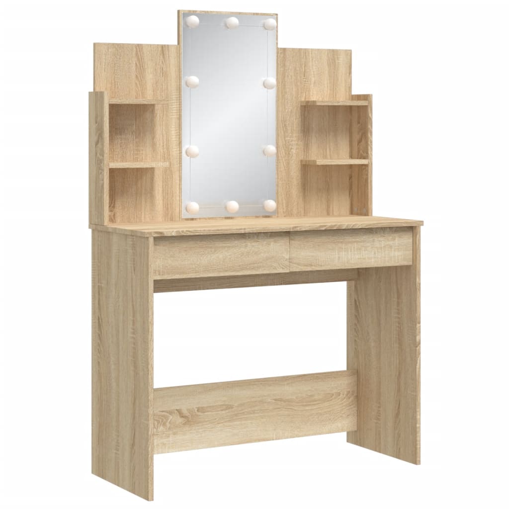 VidaXL Peilipöytä LED-valoilla Sonoma-tammi 96x40x142 cm