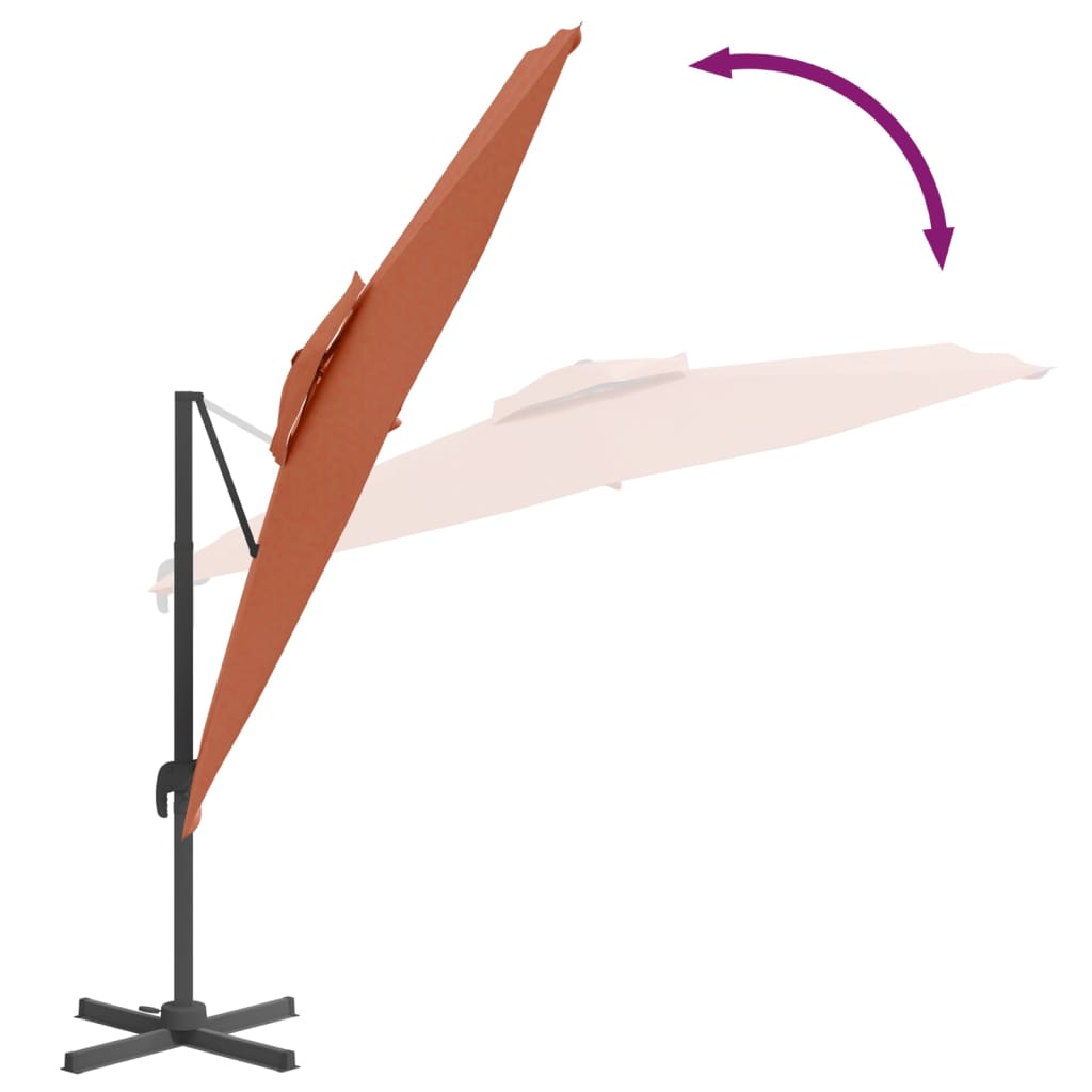vidaXL Riippuva kaksois-aurinkovarjo terrakotta 400x300 cm