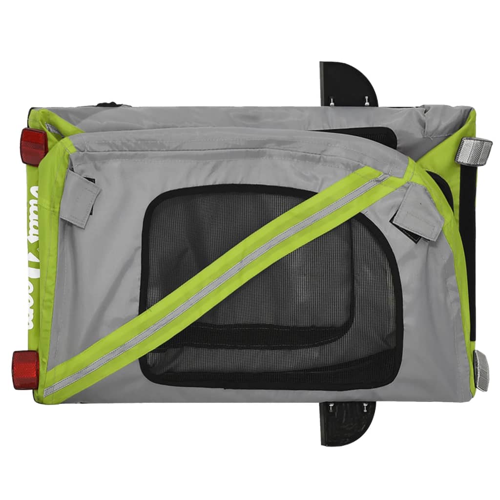 vidaXL Lemmikinkuljetuskärry pyörään vihreä/harmaa kangas ja rauta
