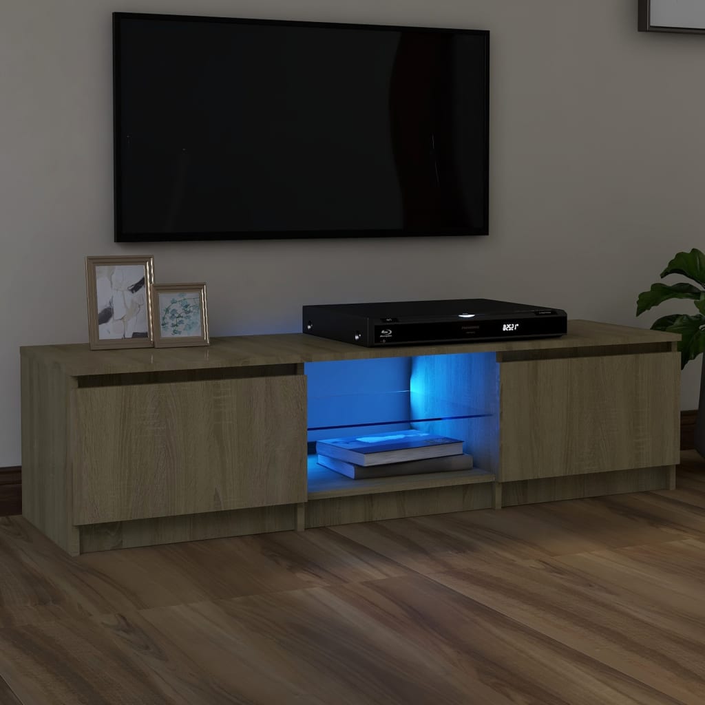 vidaXL TV-taso LED-valoilla Sonoma-tammi 140x40x35,5 cm