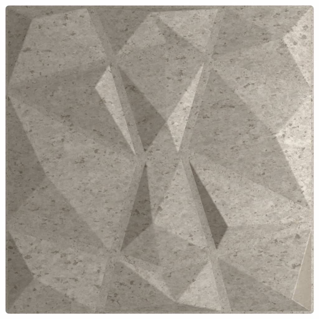 vidaXL Seinäpaneelit 48 kpl betoninharmaa 50x50 cm XPS 12 m² timantti