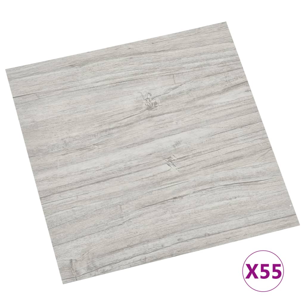 vidaXL Itsekiinnittyvä lattialankku 55 kpl PVC 5,11 m² vaaleanharmaa
