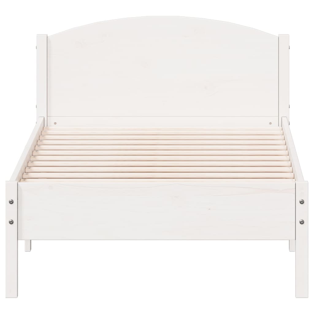 vidaXL Sängynrunko sängynrungolla valkoinen 100x200 cm täysi mänty