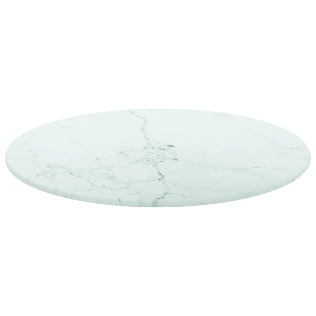 vidaXL Pöytälevy valkoinen Ø40x0,8 cm karkaistu lasi marmorikuvio