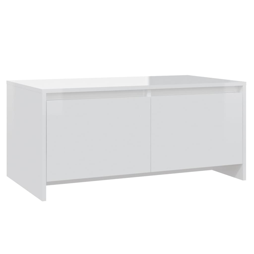 vidaXL Sohvapöytä korkeakiilto valkoinen 90x50x41,5 cm lastulevy