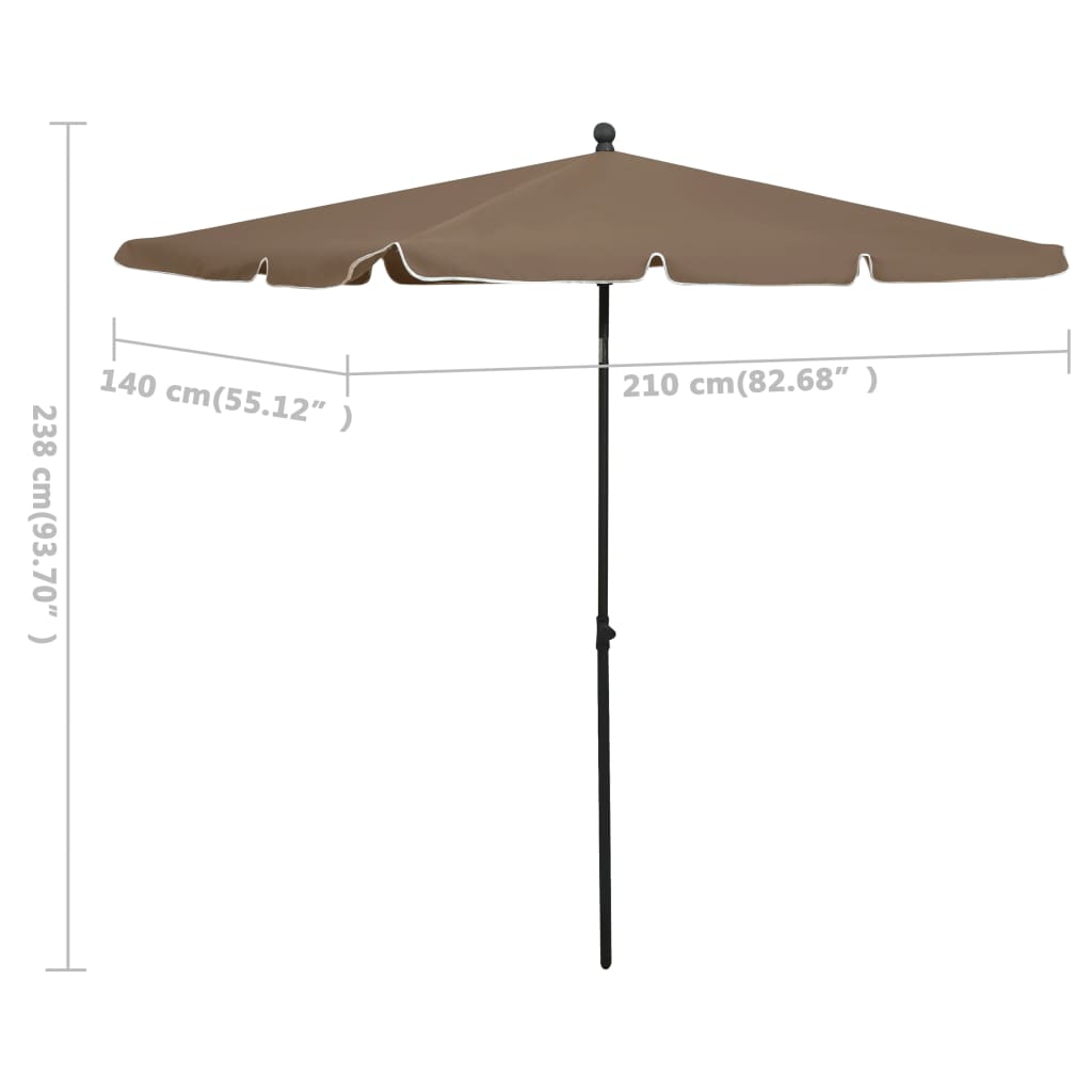 vidaXL Puutarhan aurinkovarjo tangolla 210x140 cm harmaanruskea
