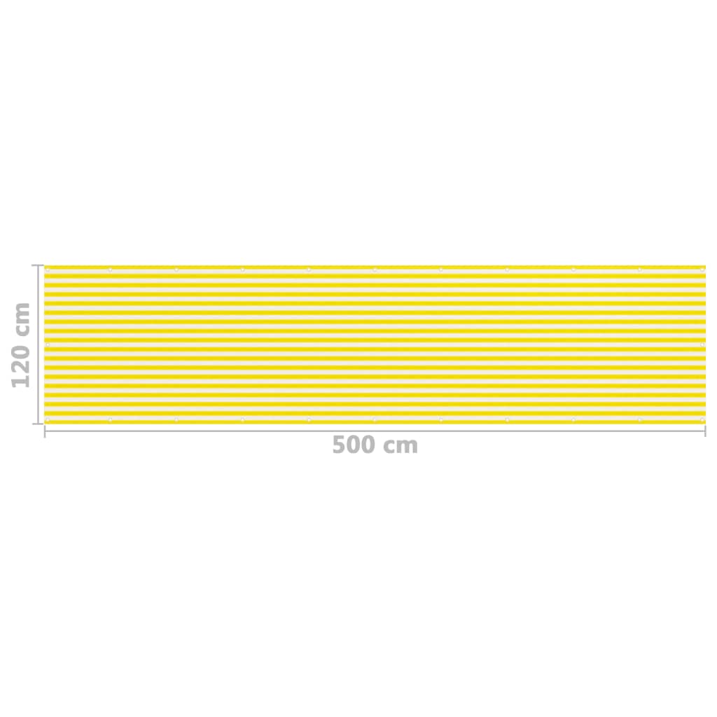 vidaXL Parvekkeen suoja keltainen ja valkoinen 120x500 cm HDPE