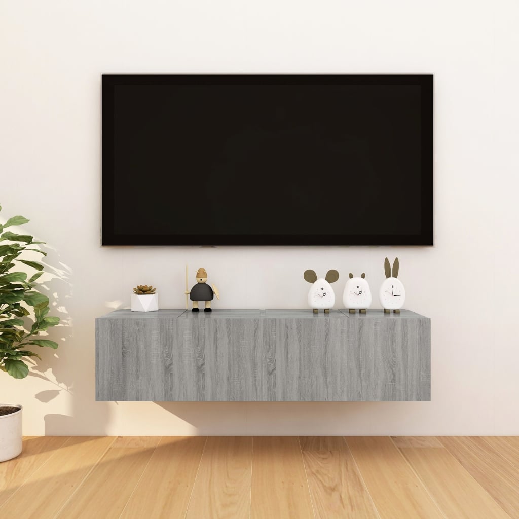 vidaXL Seinäkiinnitettävät TV-kaapit 4 kpl harmaa Sonoma 30,5x30x30 cm