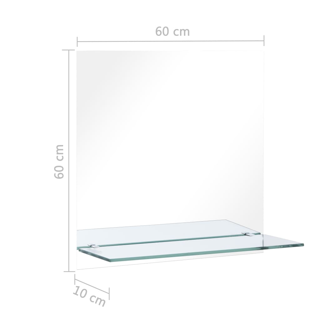 vidaXL Seinäpeili hyllyllä 60x60 cm karkaistu lasi