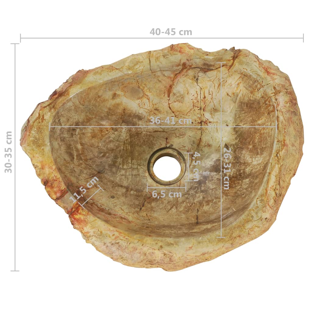 vidaXL Pesuallas fossiilinen kivi 45x35x15 cm kerma