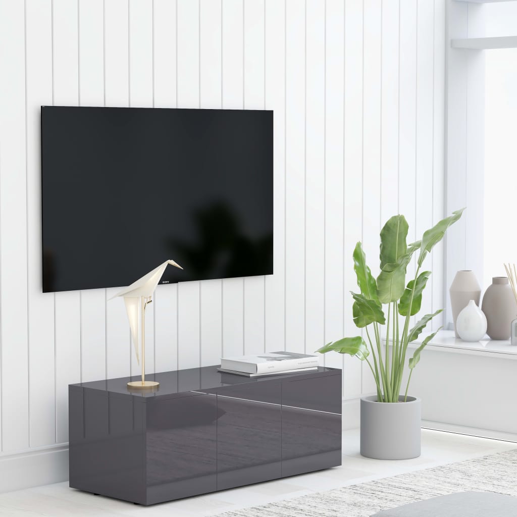 vidaXL TV-taso korkeakiilto harmaa 80x34x30 cm tekninen puu