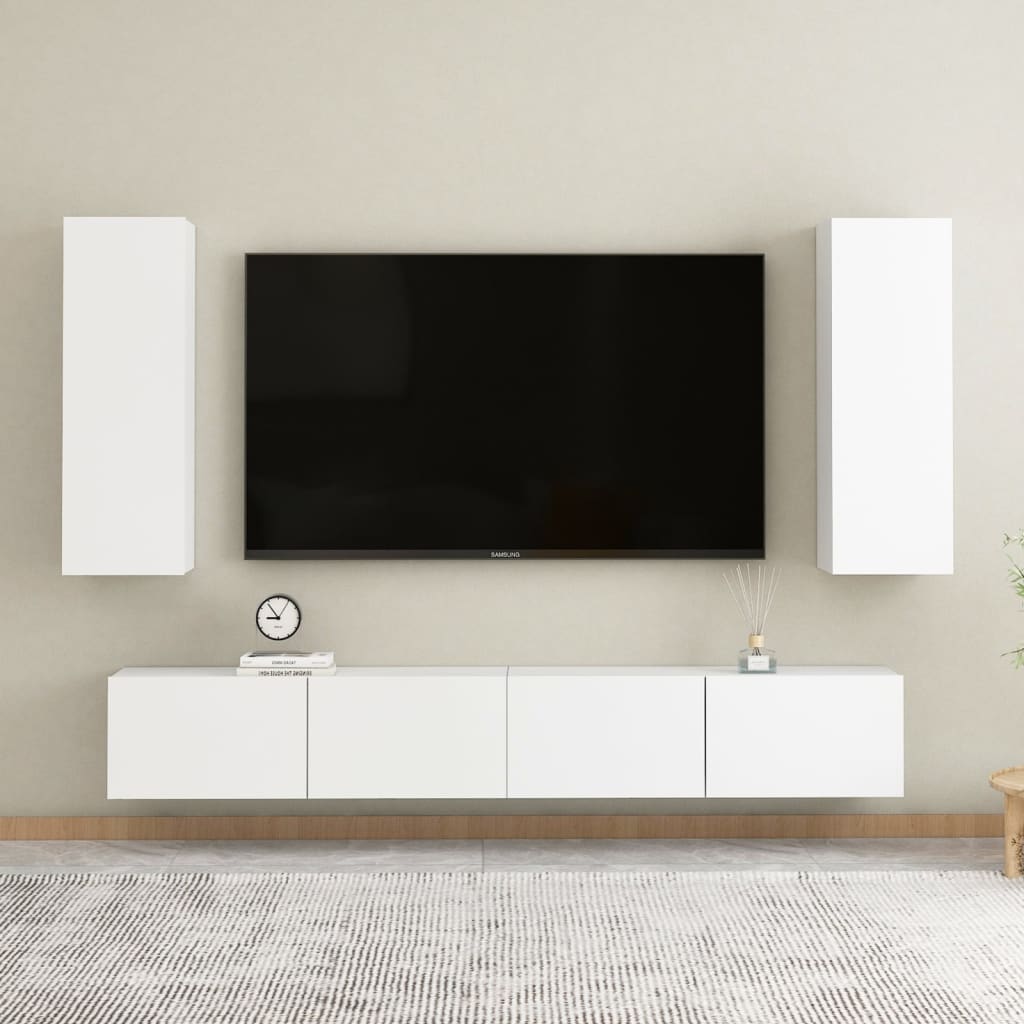 vidaXL TV-tasot 2 kpl valkoinen 30,5x30x90 cm lastulevy
