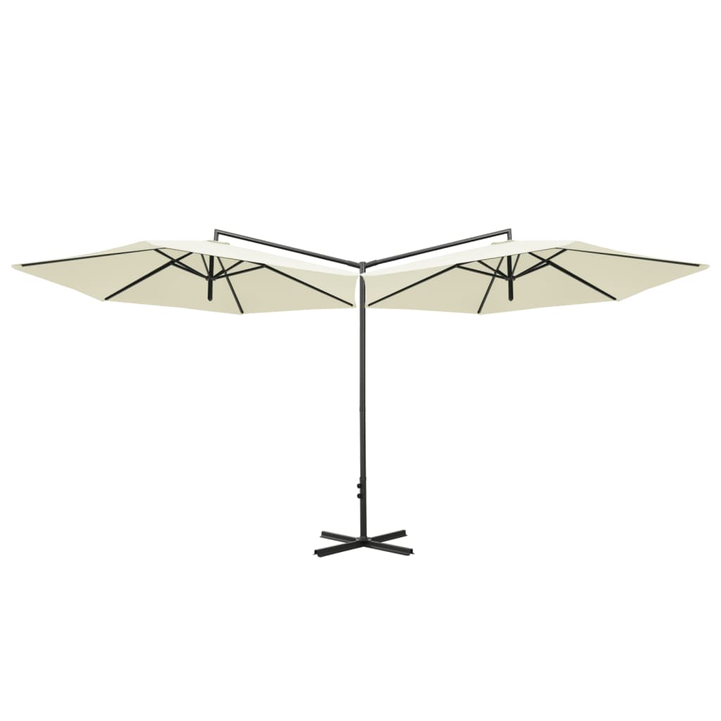 vidaXL Tupla-aurinkovarjo terästanko hiekka 600 cm