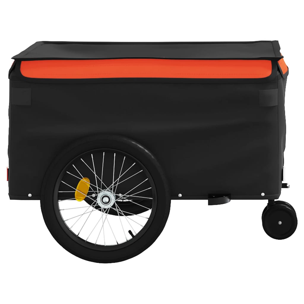 vidaXL Polkupyörän peräkärry musta ja oranssi 45 kg rauta
