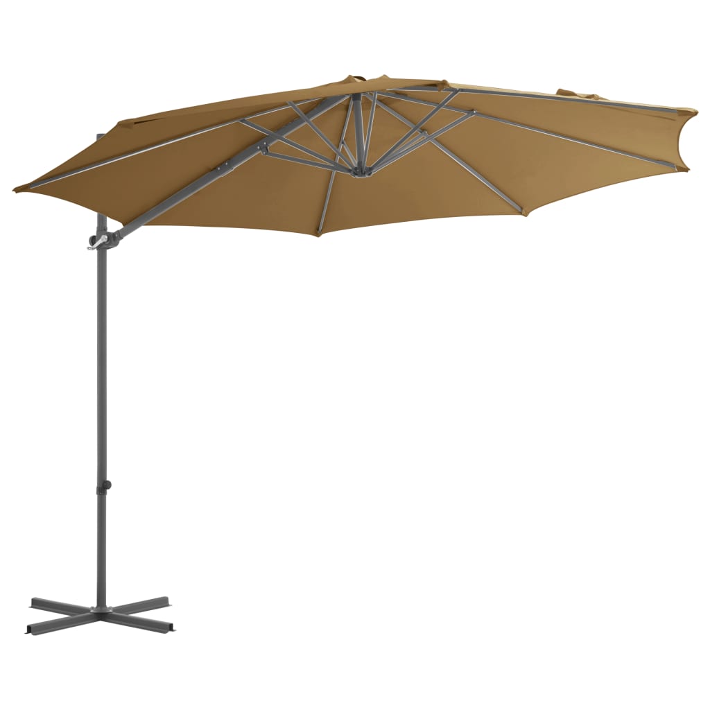 vidaXL Riippuva aurinkovarjo teräspylväällä 300 cm harmaanruskea