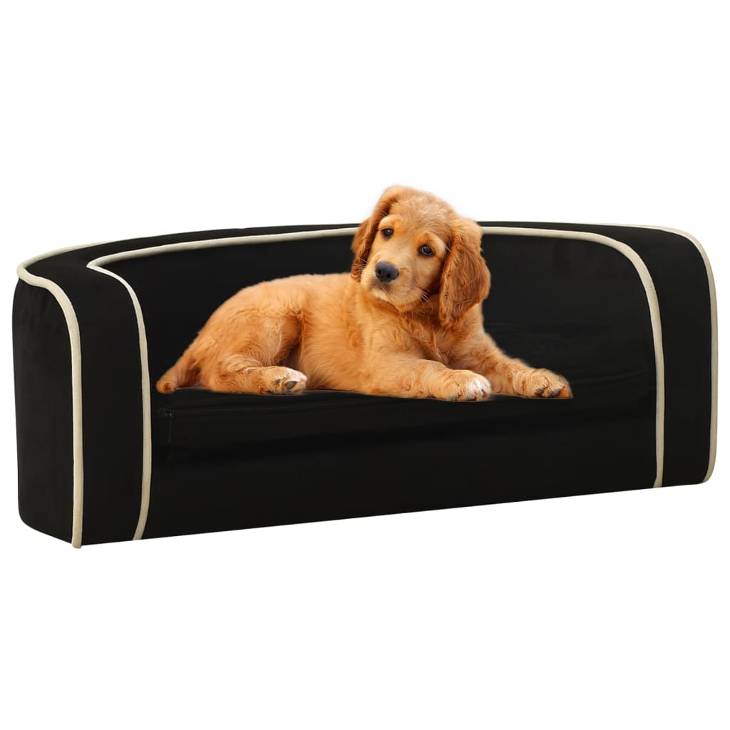 vidaXL Taitettava koiran sohva musta 73x67x26 cm plyysi pestävä