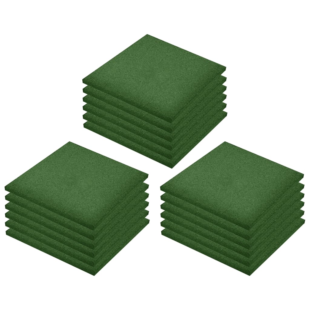 vidaXL Kaatumissuojalevyt 18 kpl kumi 50x50x3 cm vihreä