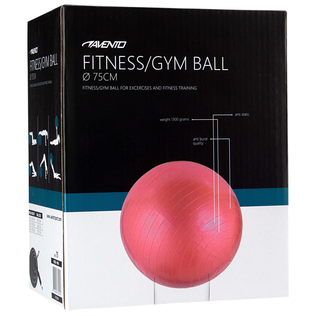 Avento Fitness/jumppapallo halkaisija 75 cm pinkki