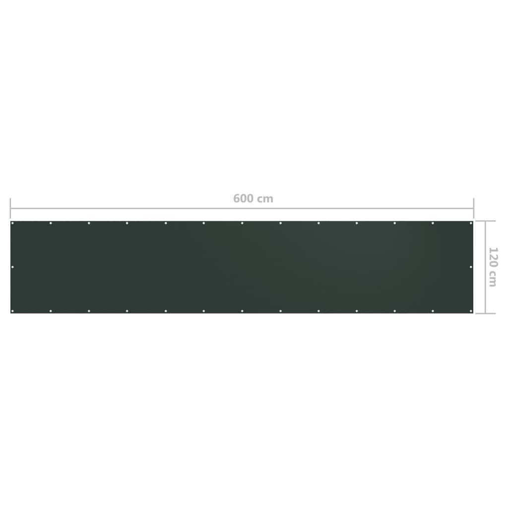 vidaXL Parvekkeen suoja tummanvihreä 120x600 cm Oxford kangas