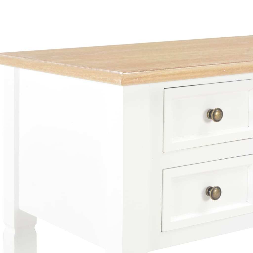 vidaXL Kirjoituspöytä valkoinen 109,5x45x77,5 cm puinen