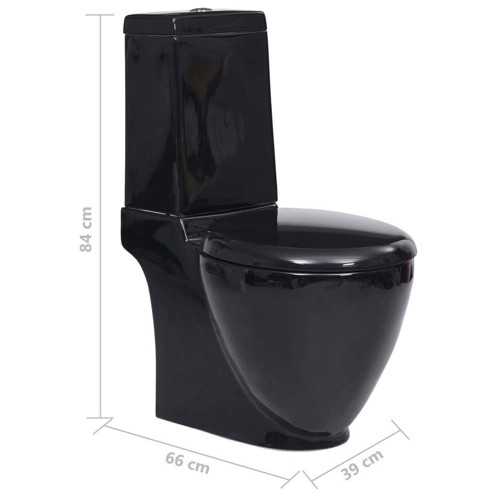 vidaXL Keraaminen WC-istuin pyöreä alapuolinen veden virtaus musta