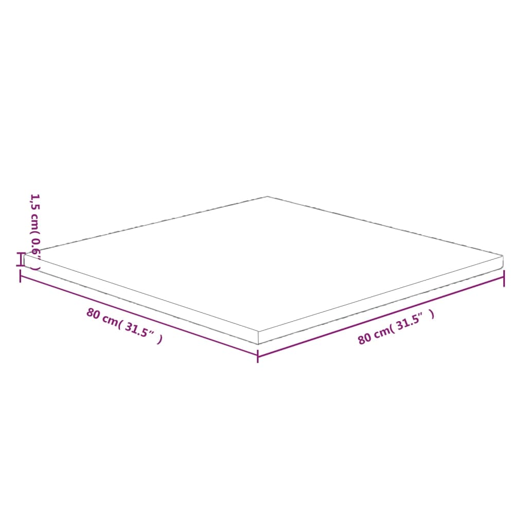 vidaXL Pöytälevy neliö tummanruskea 80x80x1,5 cm käsitelty tammi