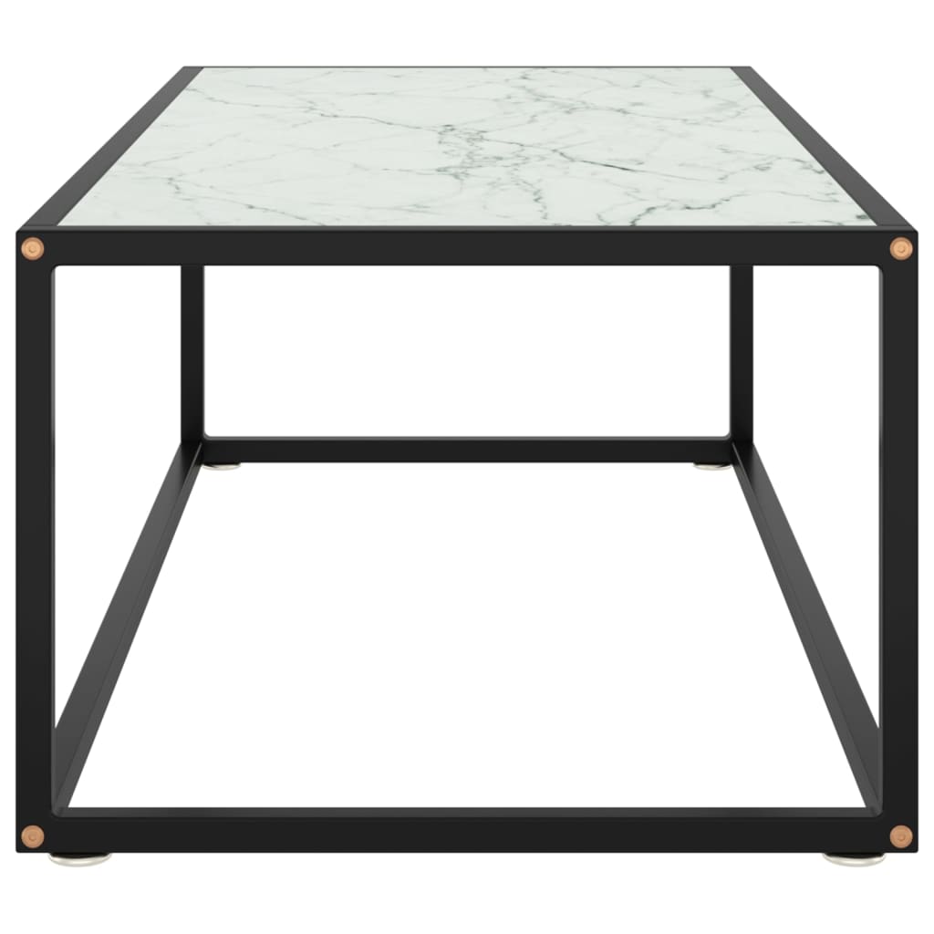 vidaXL Sohvapöytä musta valkoisella marmorilasilla 100x50x35 cm