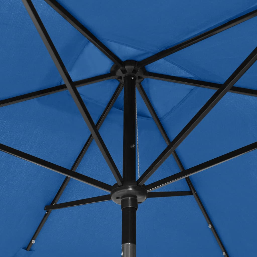 vidaXL Aurinkovarjo LED-valot ja terästanko 2x3 m taivaansininen