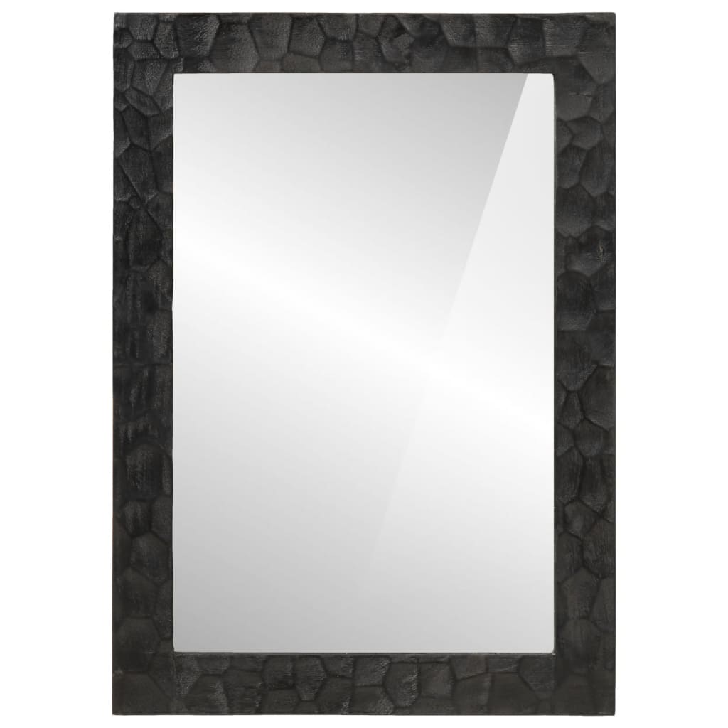 vidaXL Kylpyhuoneen peili musta 50x70x2,5 cm täysi mangopuu ja lasi