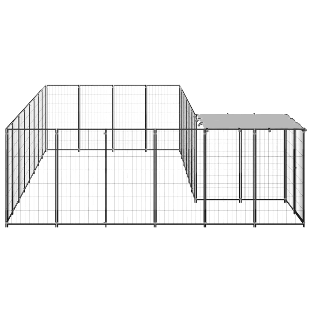 vidaXL Koiranhäkki musta 10,89 m² teräs