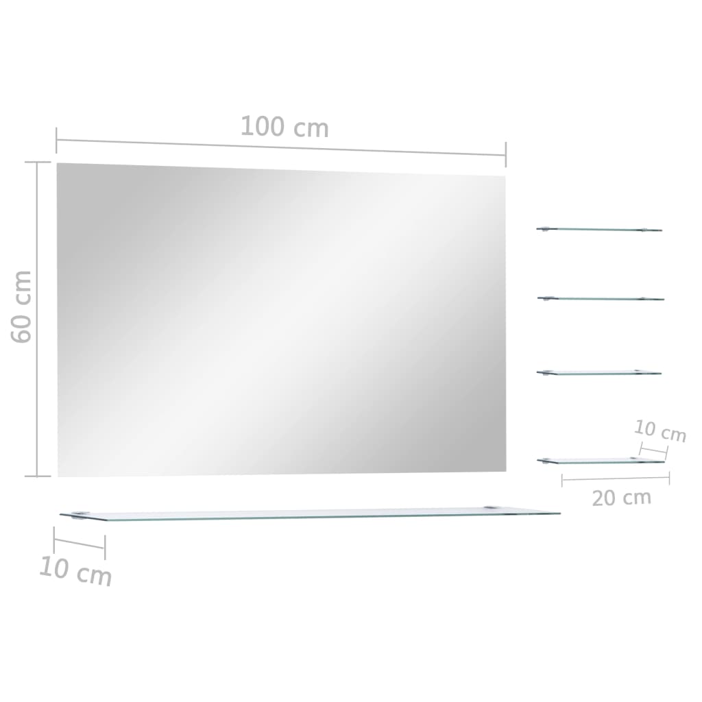 vidaXL Seinäpeili hyllyllä 100x60 cm karkaistu lasi