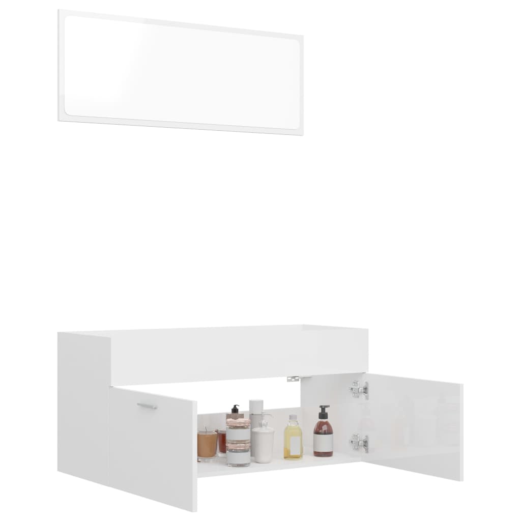 vidaXL 2-osainen Kylpyhuoneen kalustesarja korkeak valkoinen lastulevy