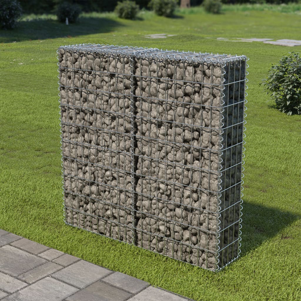 vidaXL Gabion-kivikori kansilla galvanoitu teräs 100x20x100 cm