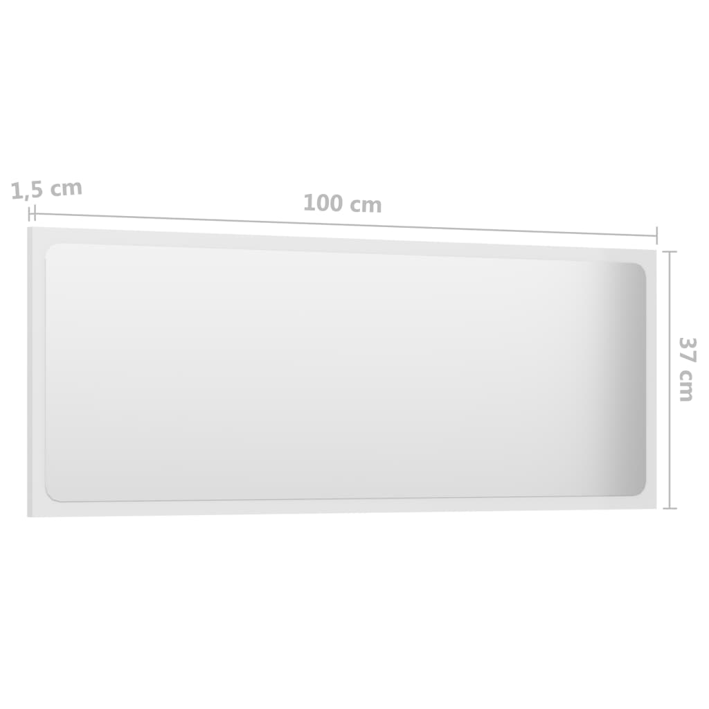 vidaXL Kylpyhuonepeili korkeakiilto valkoinen 100x1,5x37 cm lastulevy