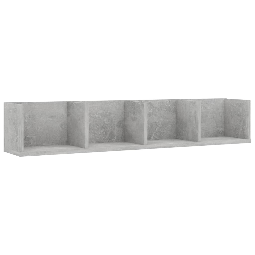 vidaXL CD-seinähylly betoninharmaa 100x18x18 cm lastulevy