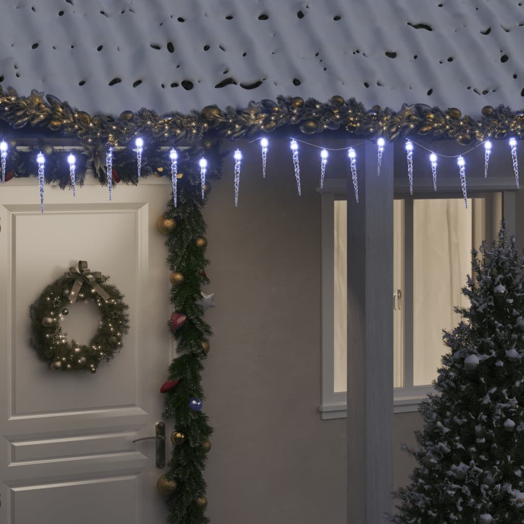 vidaXL Jääpuikko jouluvalo 200 LED-valoa kylmä valk. 20 m akryyli PVC