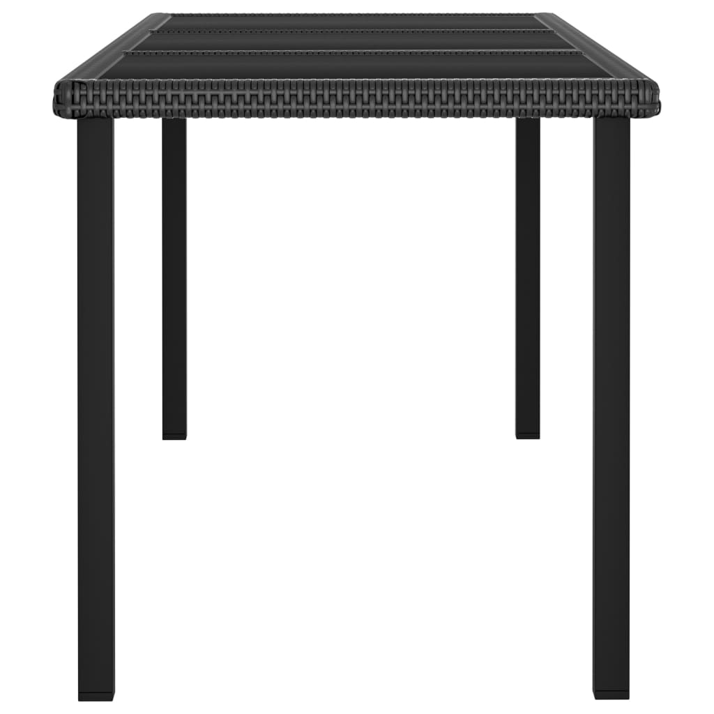 vidaXL Puutarhan ruokapöytä musta 180x70x73 cm polyrottinki