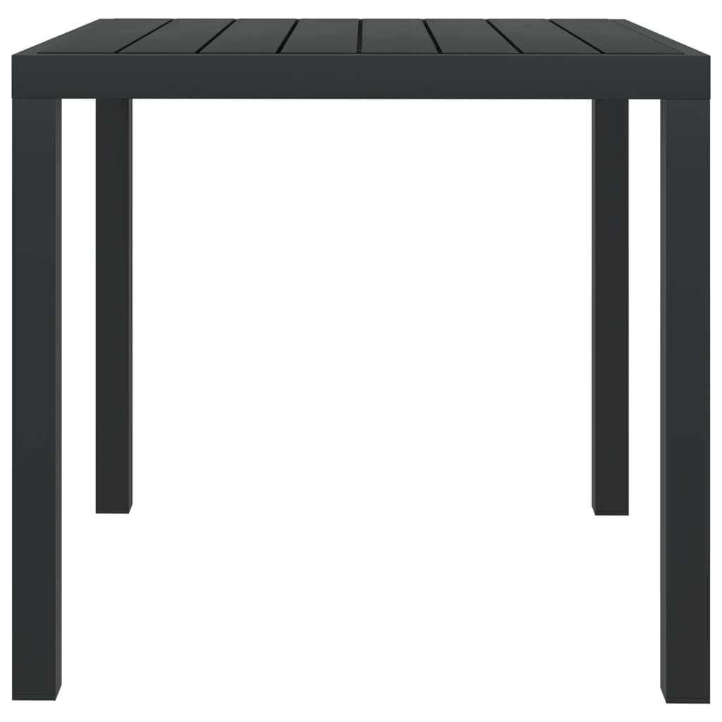 vidaXL Puutarhapöytä musta 80x80x74 cm alumiini ja WPC