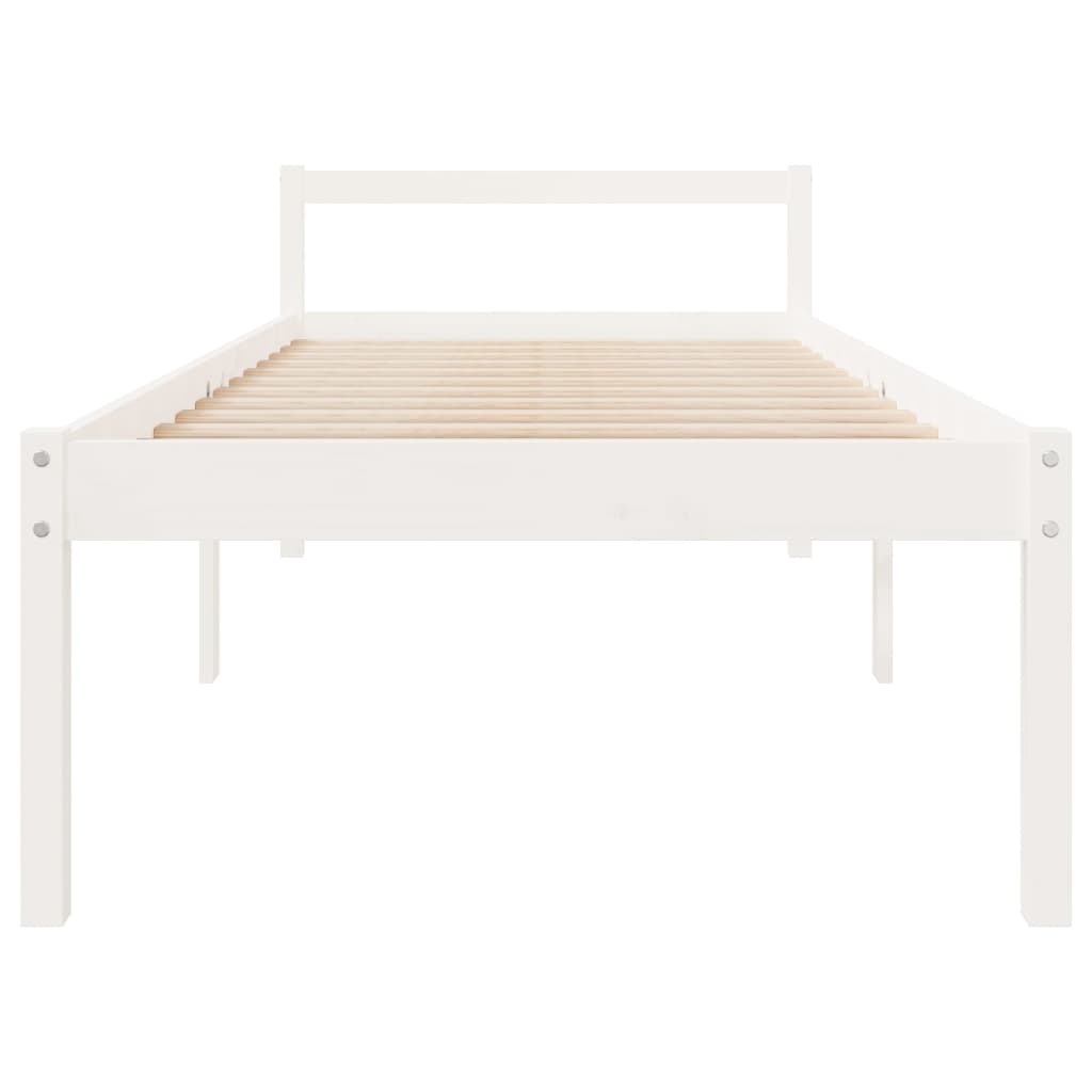 vidaXL Vanhusten sänky valkoinen 90x190 cm Single täysi mänty