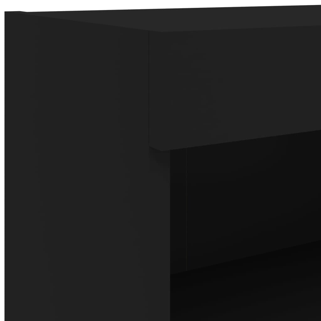 vidaXL 7-osainen TV-seinäkaappisarja LED-valoilla musta