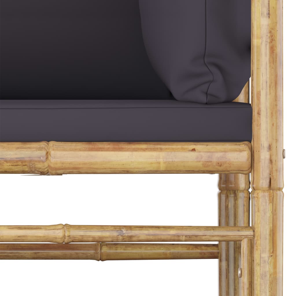 vidaXL Puutarhan kulmasohva tummanharmaat tyynyt bambu